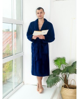 Халат мужской велсофт синий 46Вес: - кг. размер-foto4