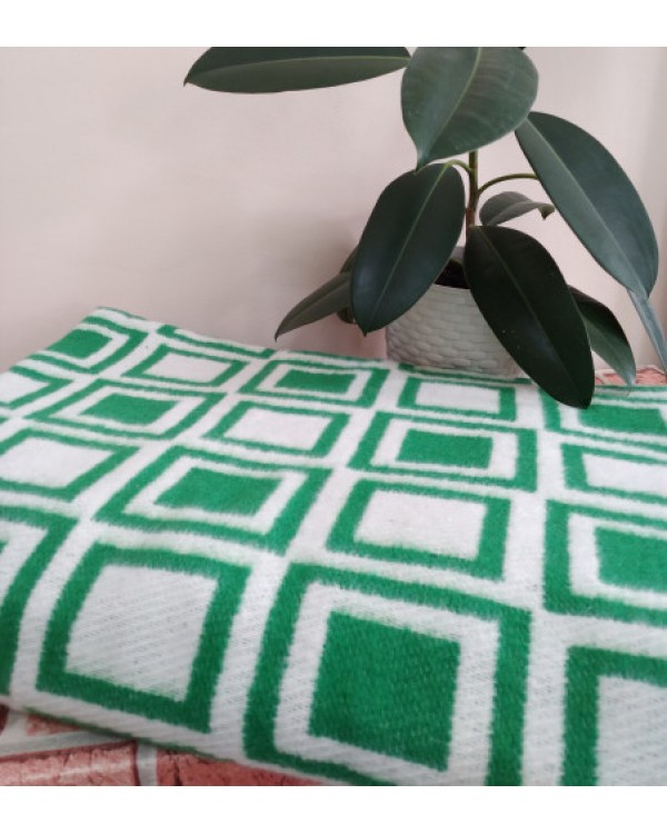 Одеяло 100% хлопок 170x200 квадраты зеленый 400гр