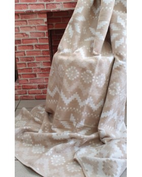 Одеяло 100% хлопок жаккард  140х205 Снежинки (светло-бежевый) в канте 