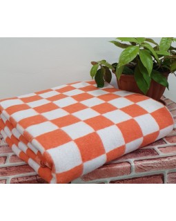 Одеяло байковое 100х140 Оранжевая клетка 100% хлопок 