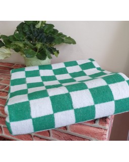 Одеяло байковое 100х140 Зеленая крупная  клетка 100% хлопок 