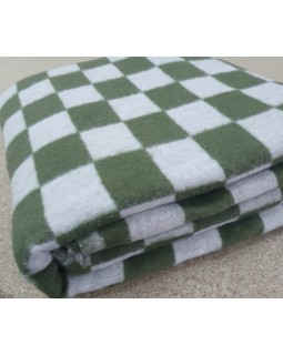 Одеяло хлопок 100%  140х205 см клетка хаки крупная пл.400гр. 