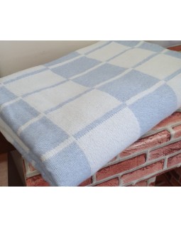 Одеяло п-ш 50% шерсть 50% ПЭ 140х205, бело-голубая клетка  ОПШ-1 