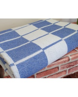 Одеяло п-ш 50% шерсть 50% ПЭ 140х205, бело-синяя клетка  ОПШ-1 