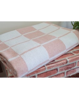 Одеяло п-ш 50% шерсть 50% ПЭ 140х205, розовая клетка  ОПШ-1 