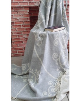 Плед 100% хлопок жаккард 170х200 Веточка серая 4_01 Плед 100% хлопок жаккард 170х200 Веточка серая 4_01